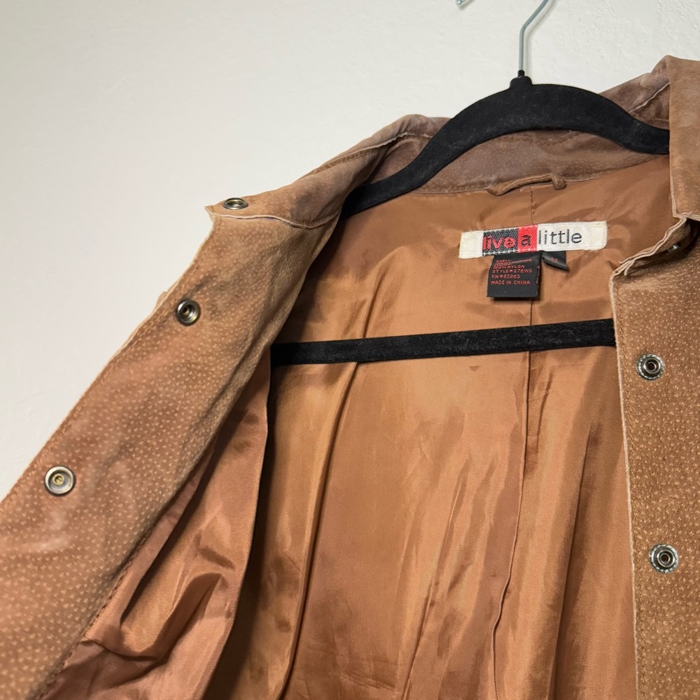 Vintage Live a Little Genuine Leather Shirt Jacket - Picture 12 of 15